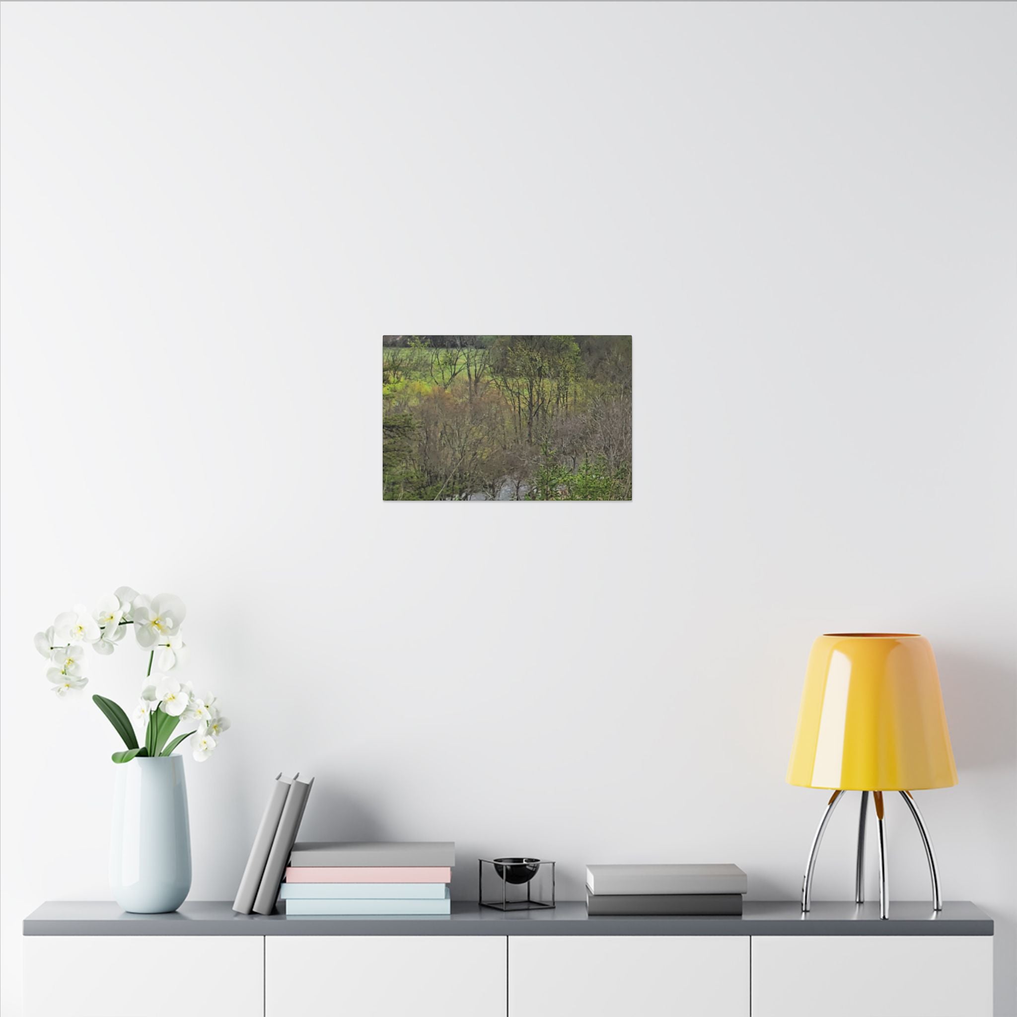 Matte Stretched Canvas Wall Art - Serene Green Woodland Landscape
