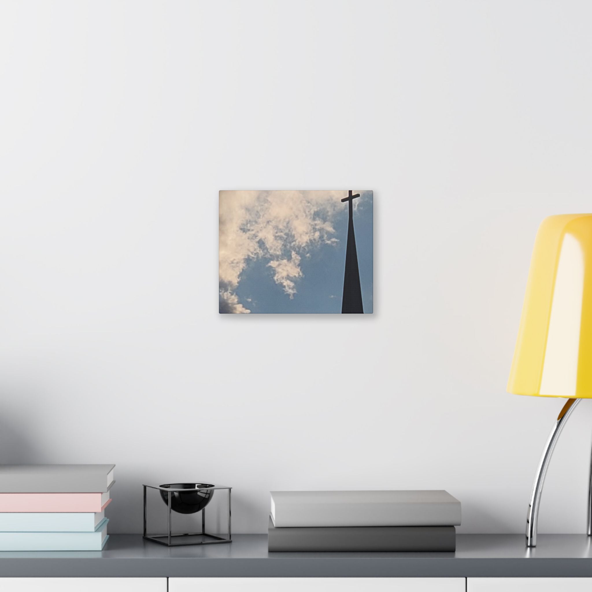 Church Cross Canvas Print — Faith Wall Art, Sky & Cloud Spiritual Home Decor