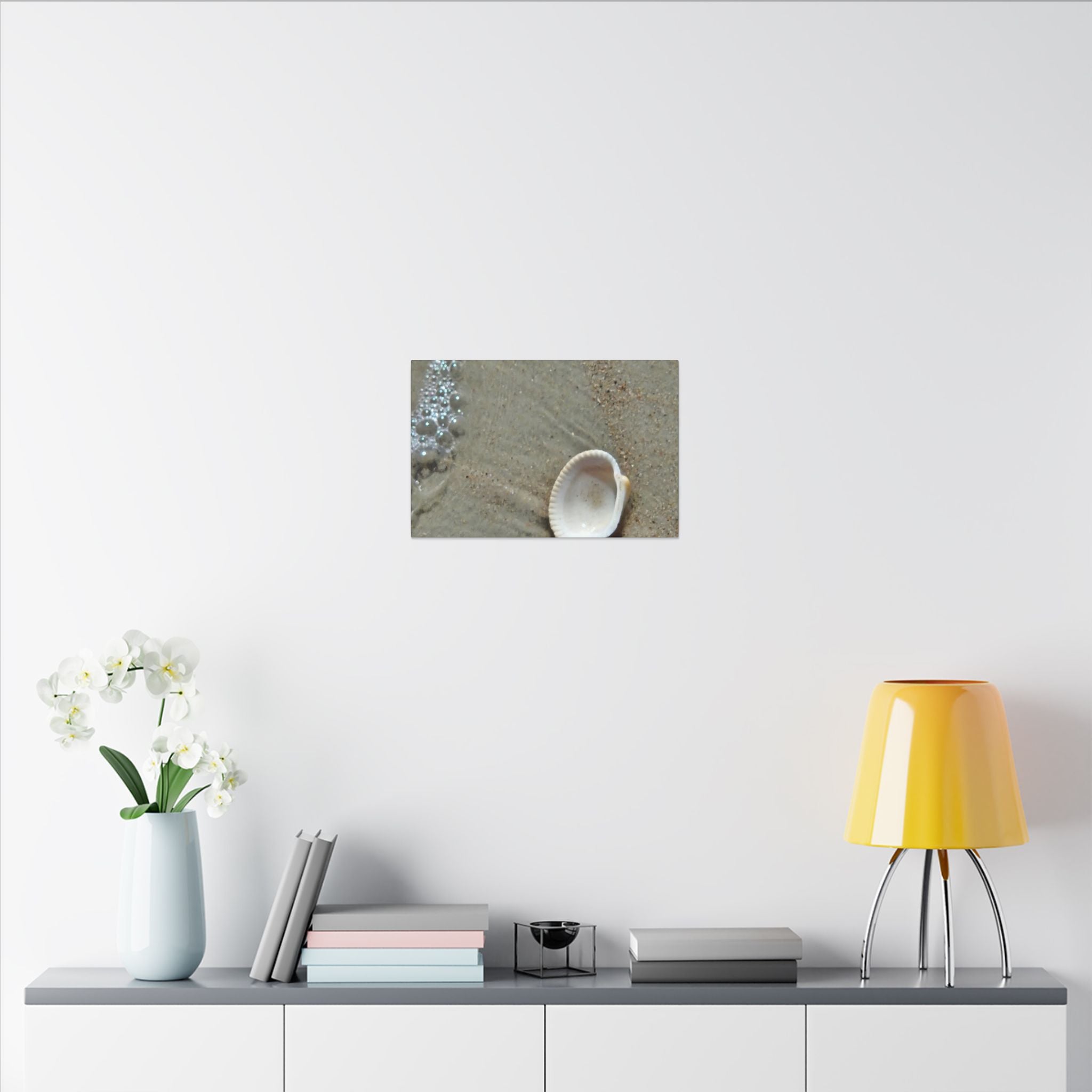 Seashell on Sand Matte Canvas Wall Art — Coastal Beach Photography Print