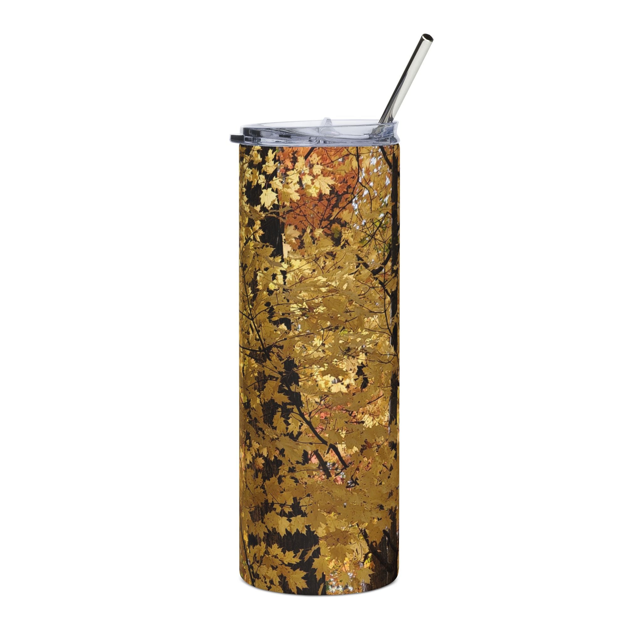 20oz Stainless Tumbler — Autumn Gold Leaf Travel Cup