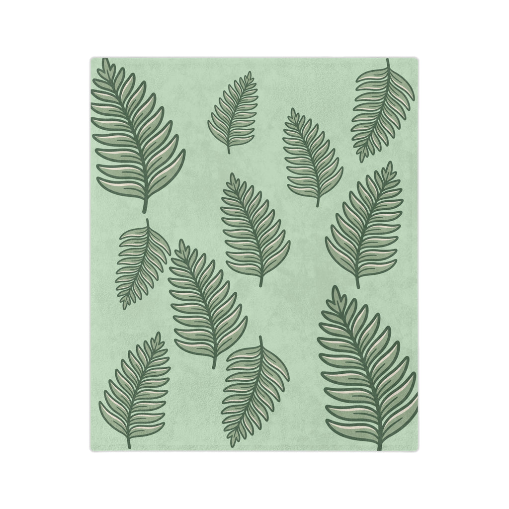 Velveteen Microfiber Blanket — Sage Green Tropical Fern Throw