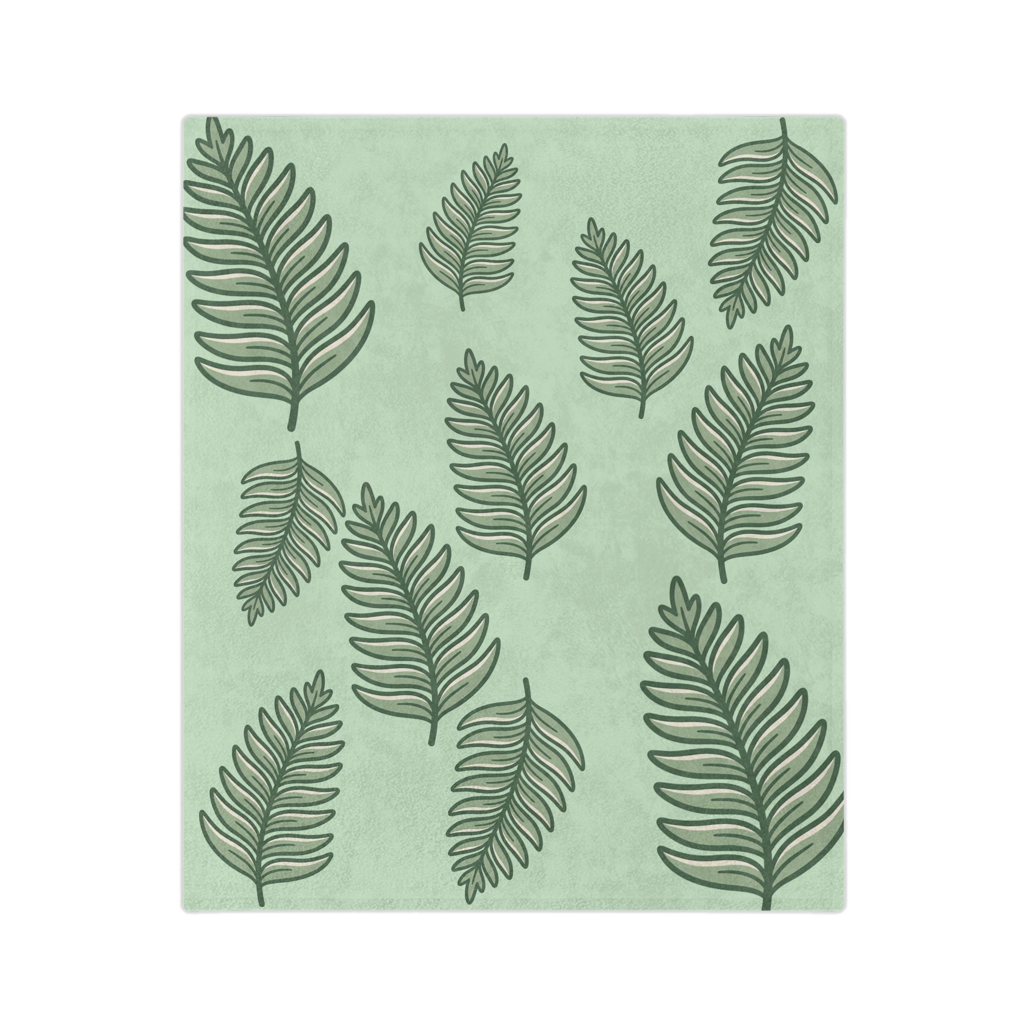 Velveteen Microfiber Blanket — Sage Green Tropical Fern Throw