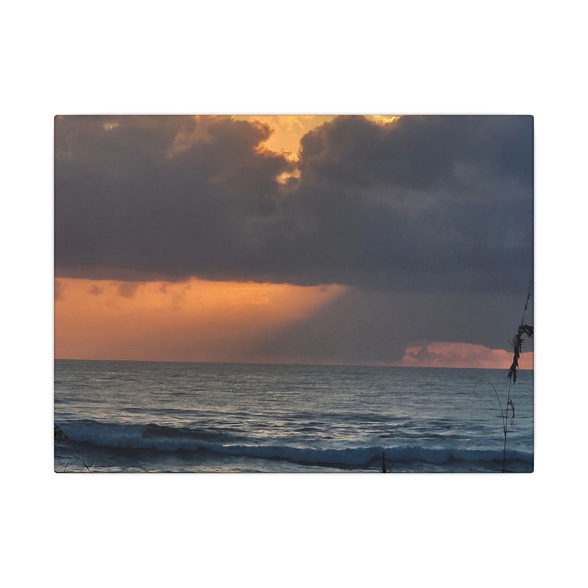Sunset Ocean Canvas Print — Dramatic Cloudscape Beach Wall Art