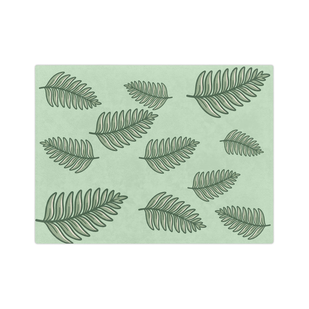 Velveteen Microfiber Blanket — Sage Green Tropical Fern Throw