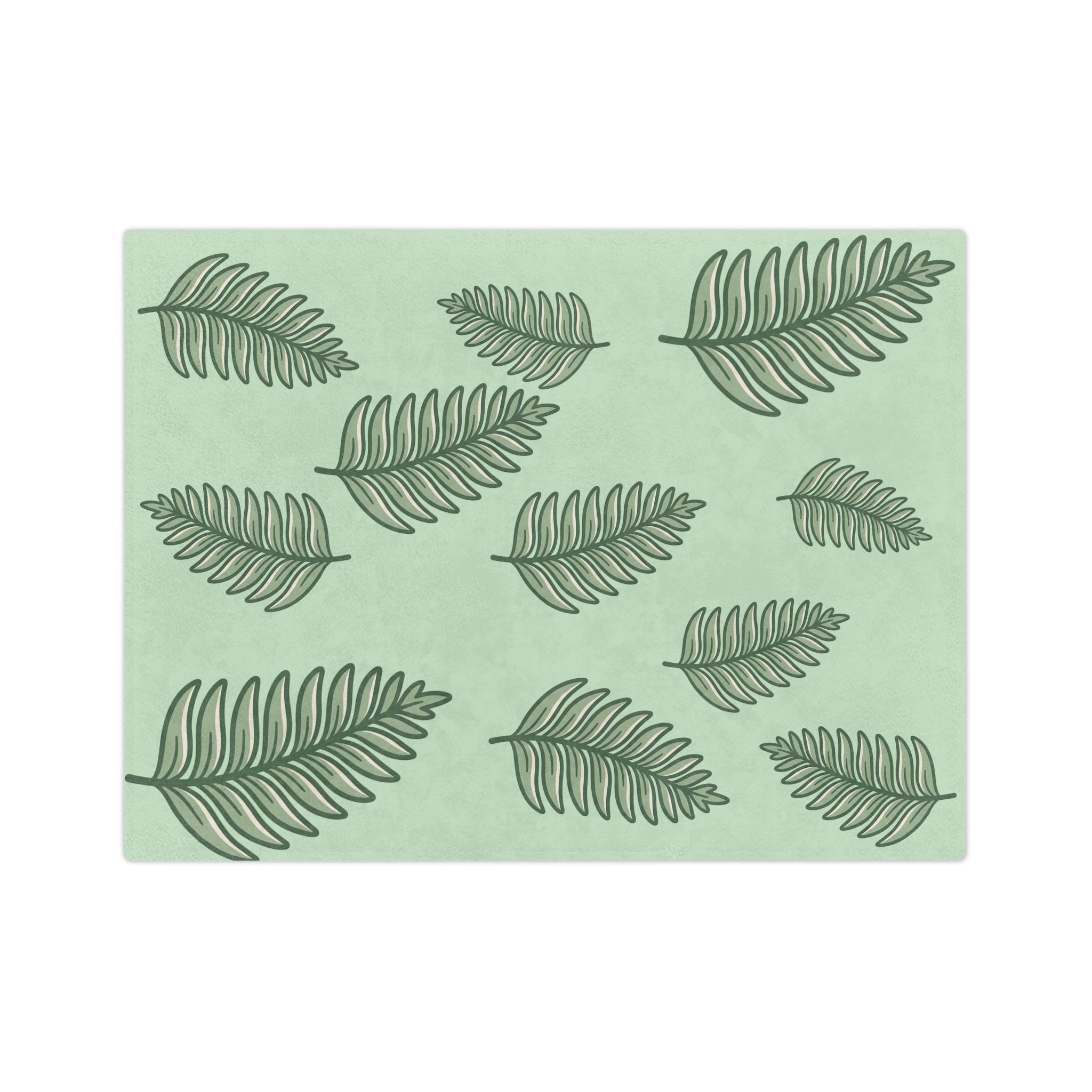 Velveteen Microfiber Blanket — Sage Green Tropical Fern Throw