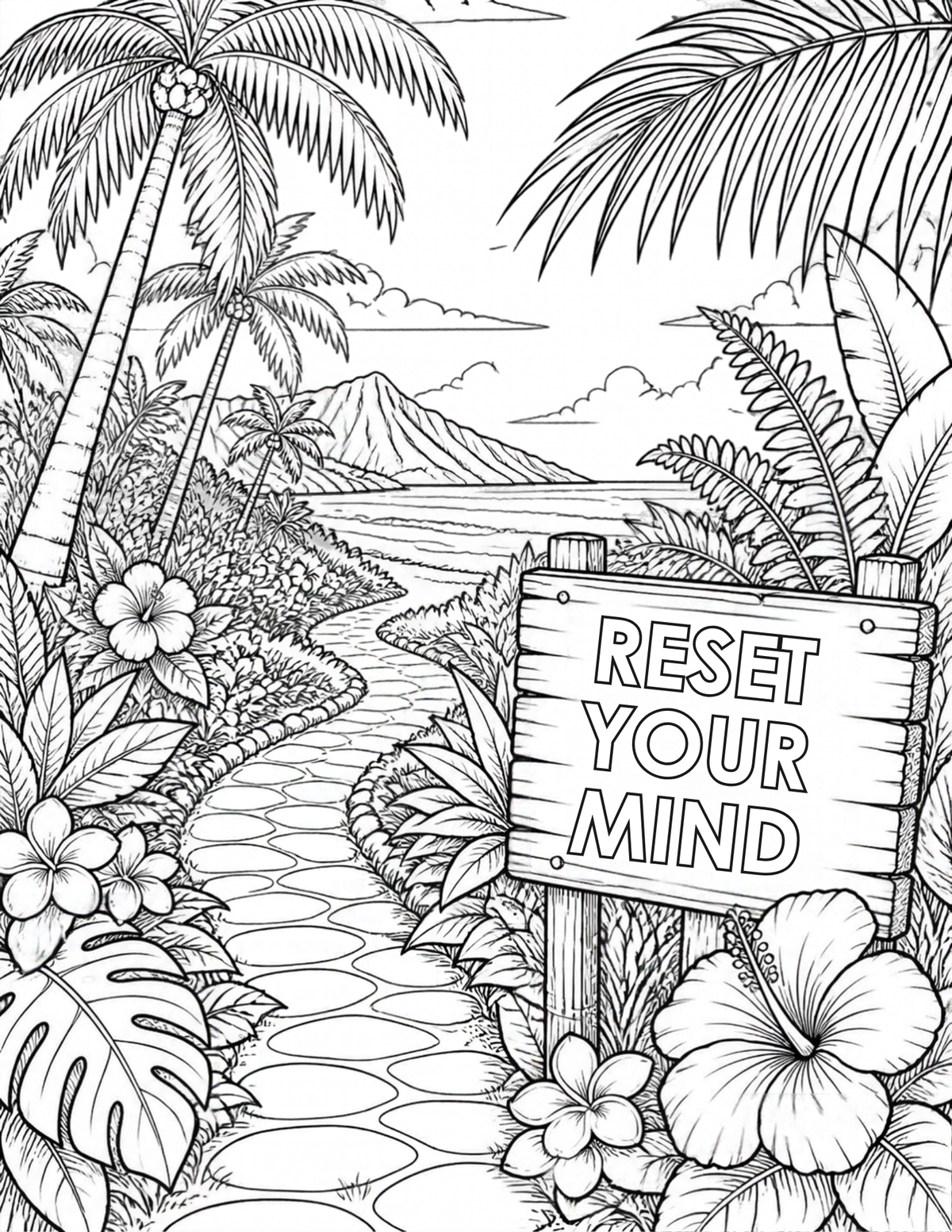 Digital product BEACH PATH COLORING SHEET