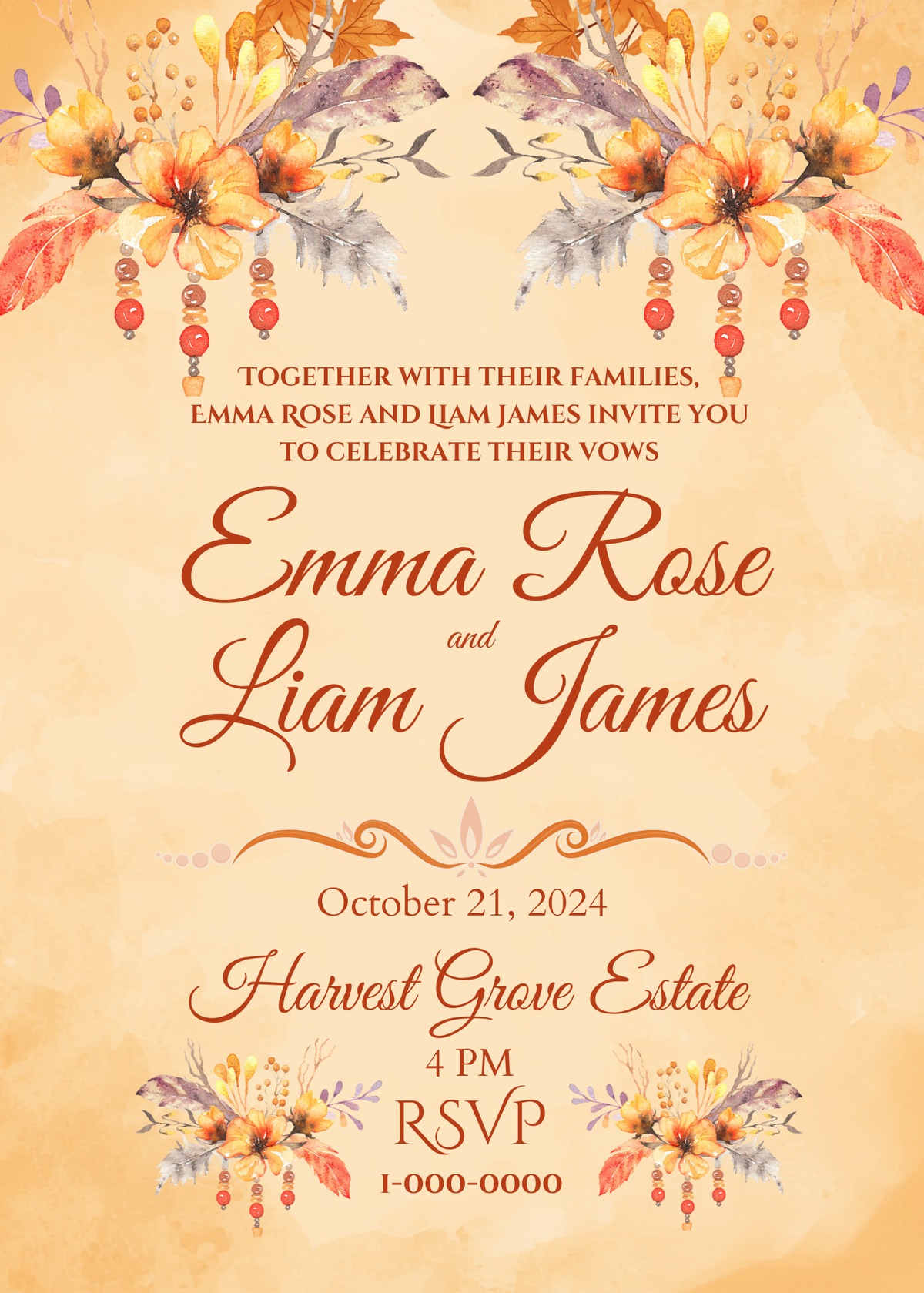 Digital product FALL BOHO WEDDING INVITATION