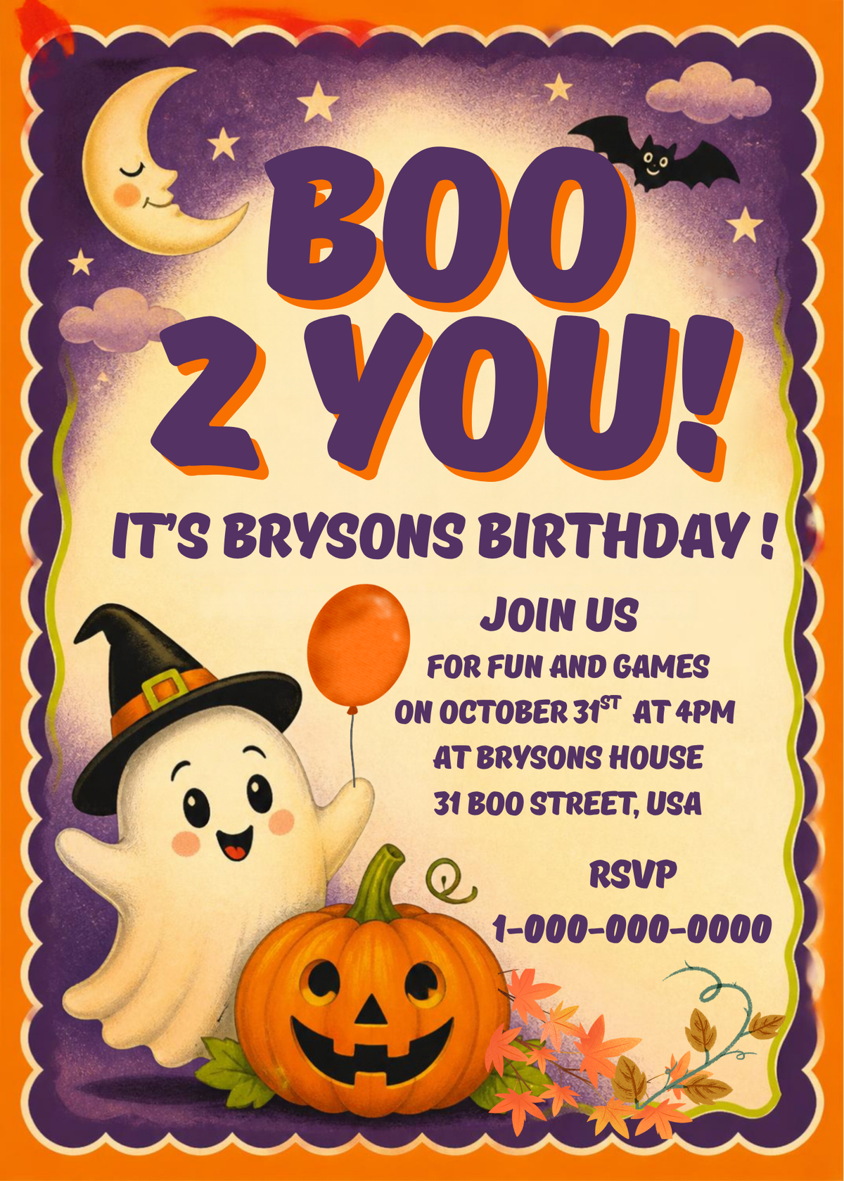 Boo to You 2nd Birthday Invitation | Halloween Digital Invite