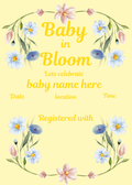 Digital product baby in bloom , baby shower invitation