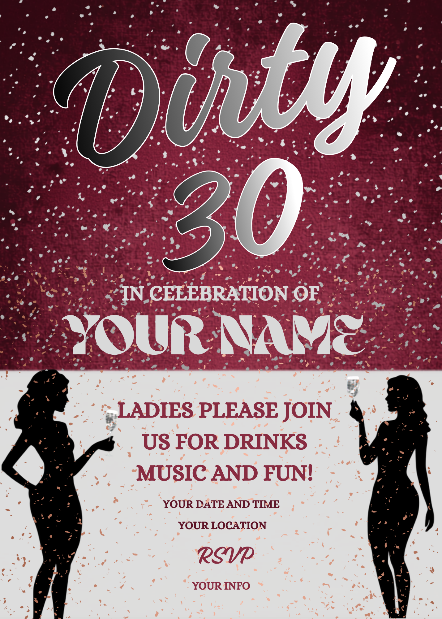 Digital product " DIRTY 30" BIRTHDAY INVITATION