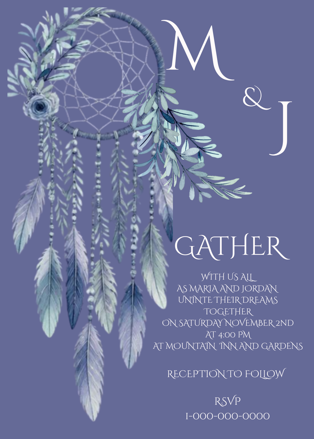 Digital product DREAM CATCHER WEDDING INVITATION