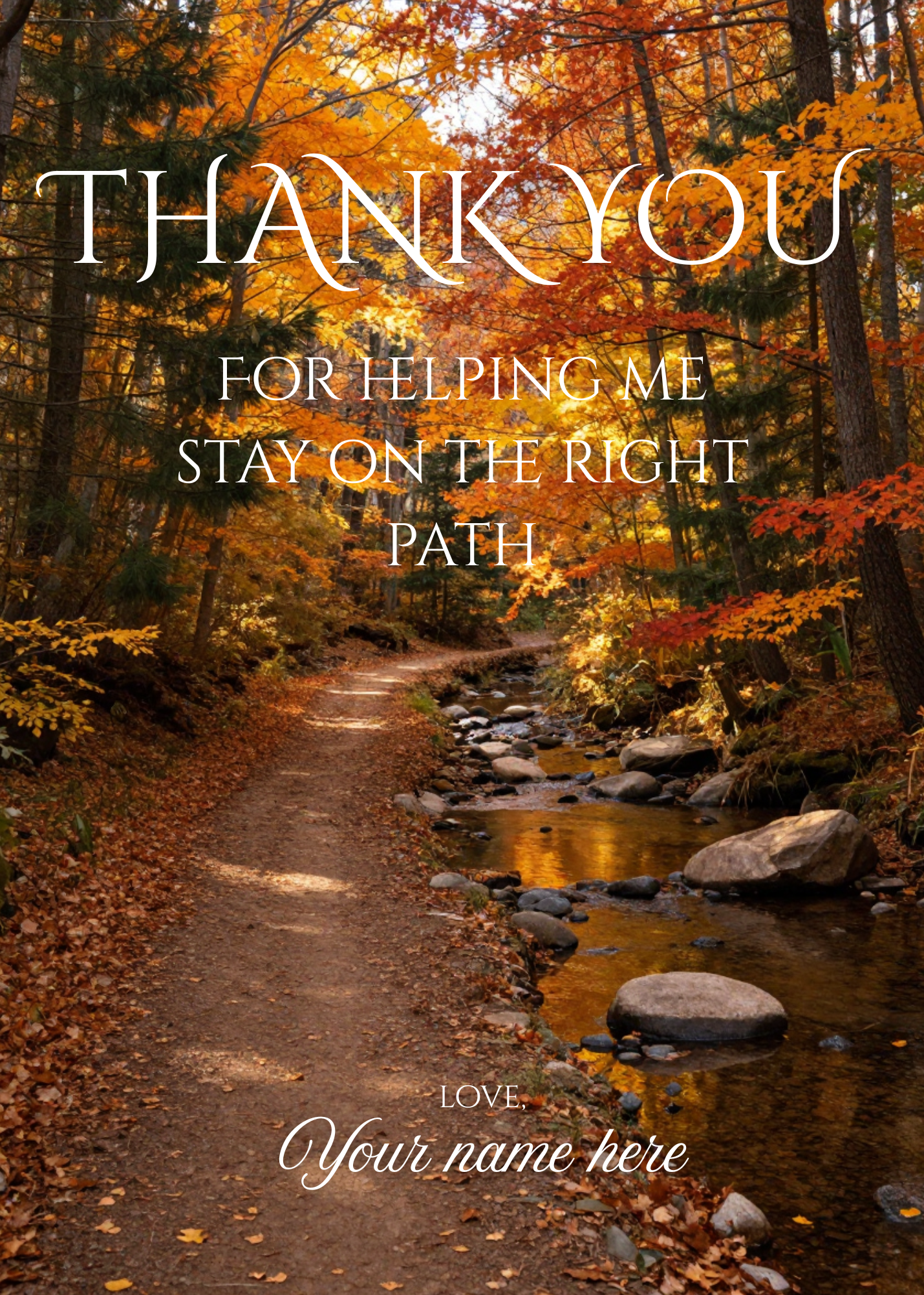 Digital product Path through woods thank you card