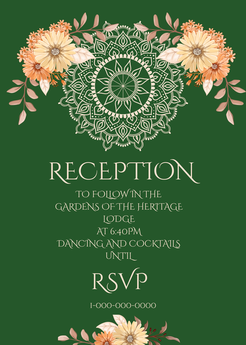 Boho Vintage Fall Wedding Invitation & Reception RSVP Card | 2-Card Digital Set