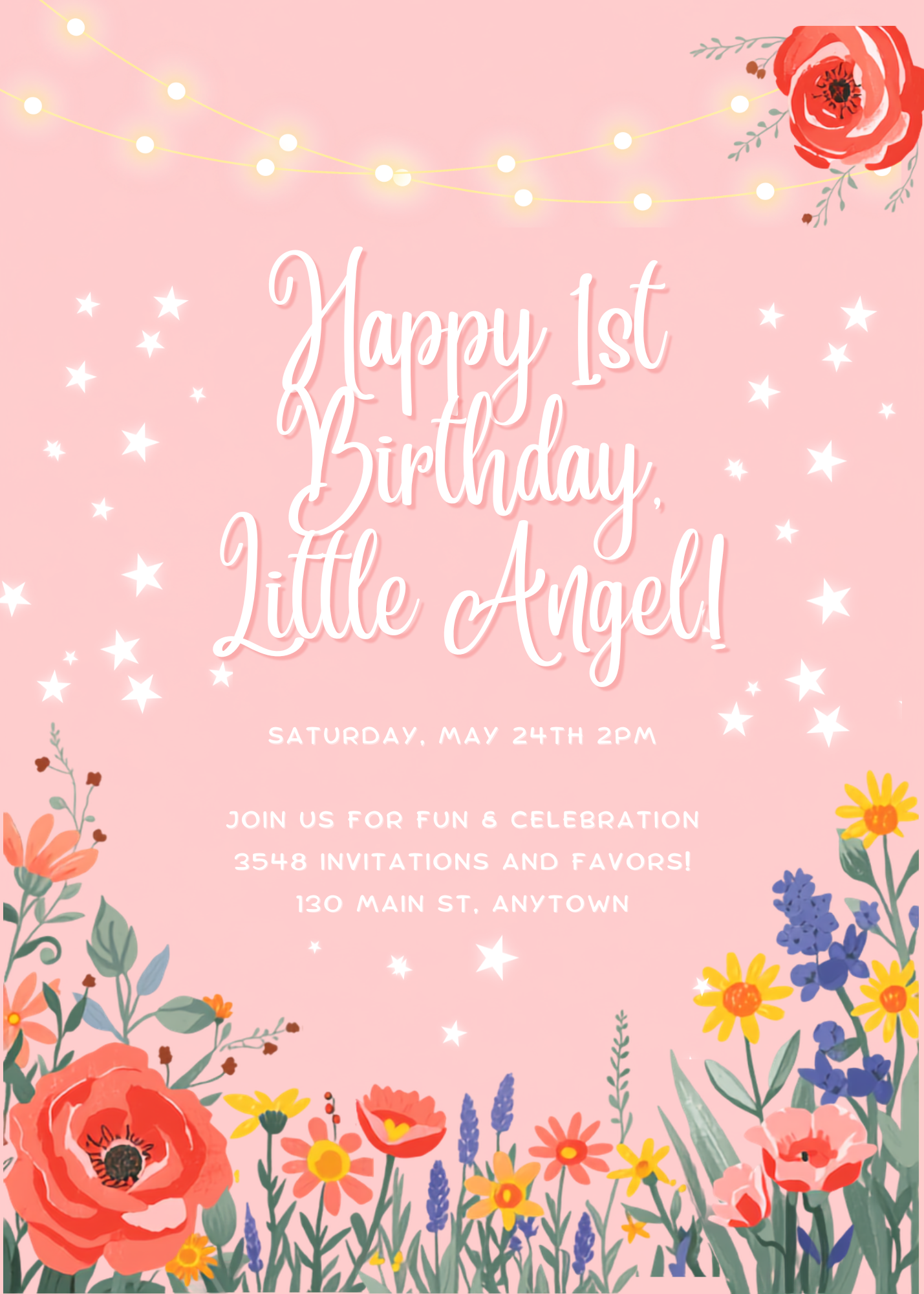 Digital product  OUR LITTLE ANGEL 1ST BIRTHDAY INVITATION