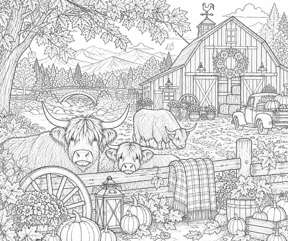 Digital product  HIGHLAND COWS COLOR SHEET