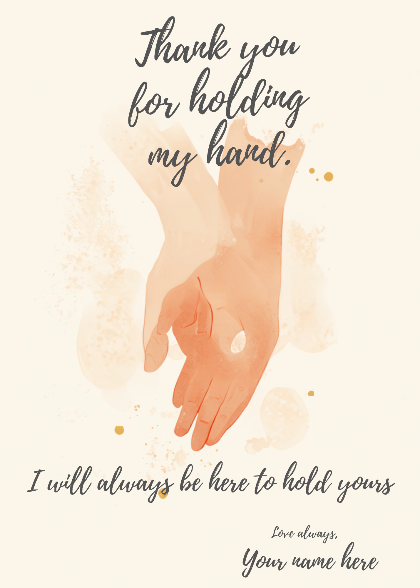 Digital product HOLDING HANDS THANK YOU CARD OR FRAMED GIFT