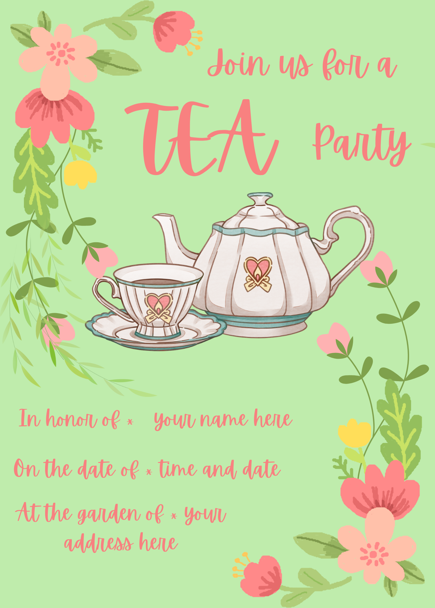 Digital product TEA PARTY INVITATION