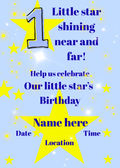 Digital product 1 shining star birthday invitation