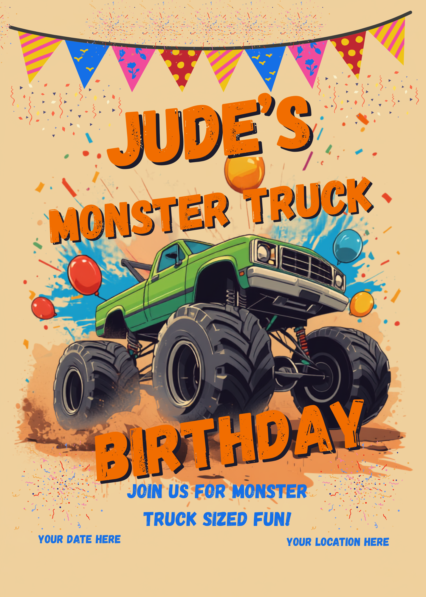 Digital product MONSTER TRUCK BIRTHDAY INVITATION