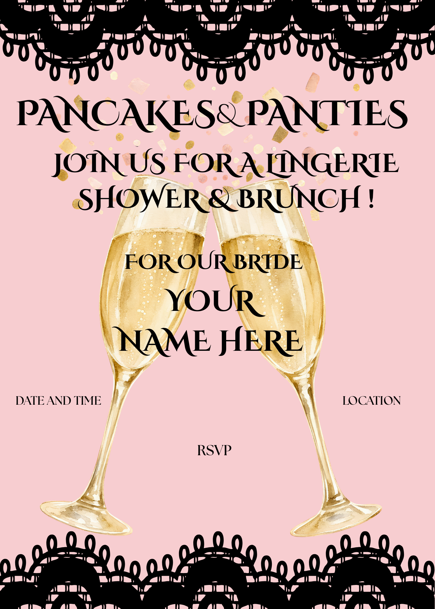 Digital product "PANCAKES AND PANTIES" BRIDAL SHOWER INVITATION