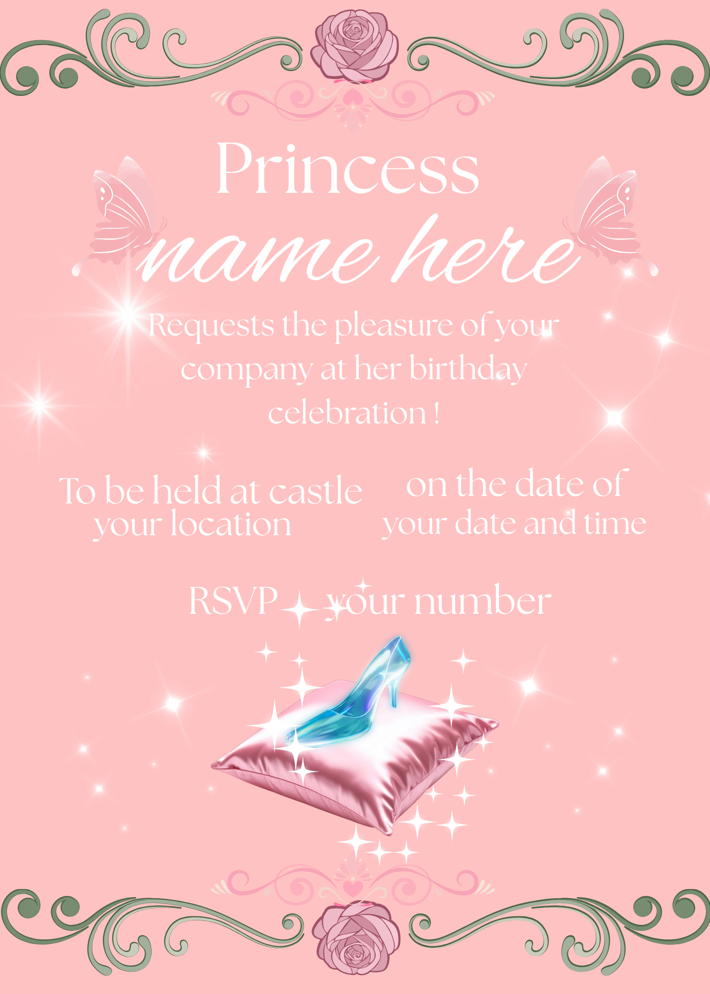 Digital product princess birthday invitation