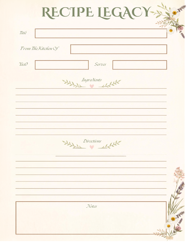 Digital product RECIPE LEGACY , PLANNER BOOK
