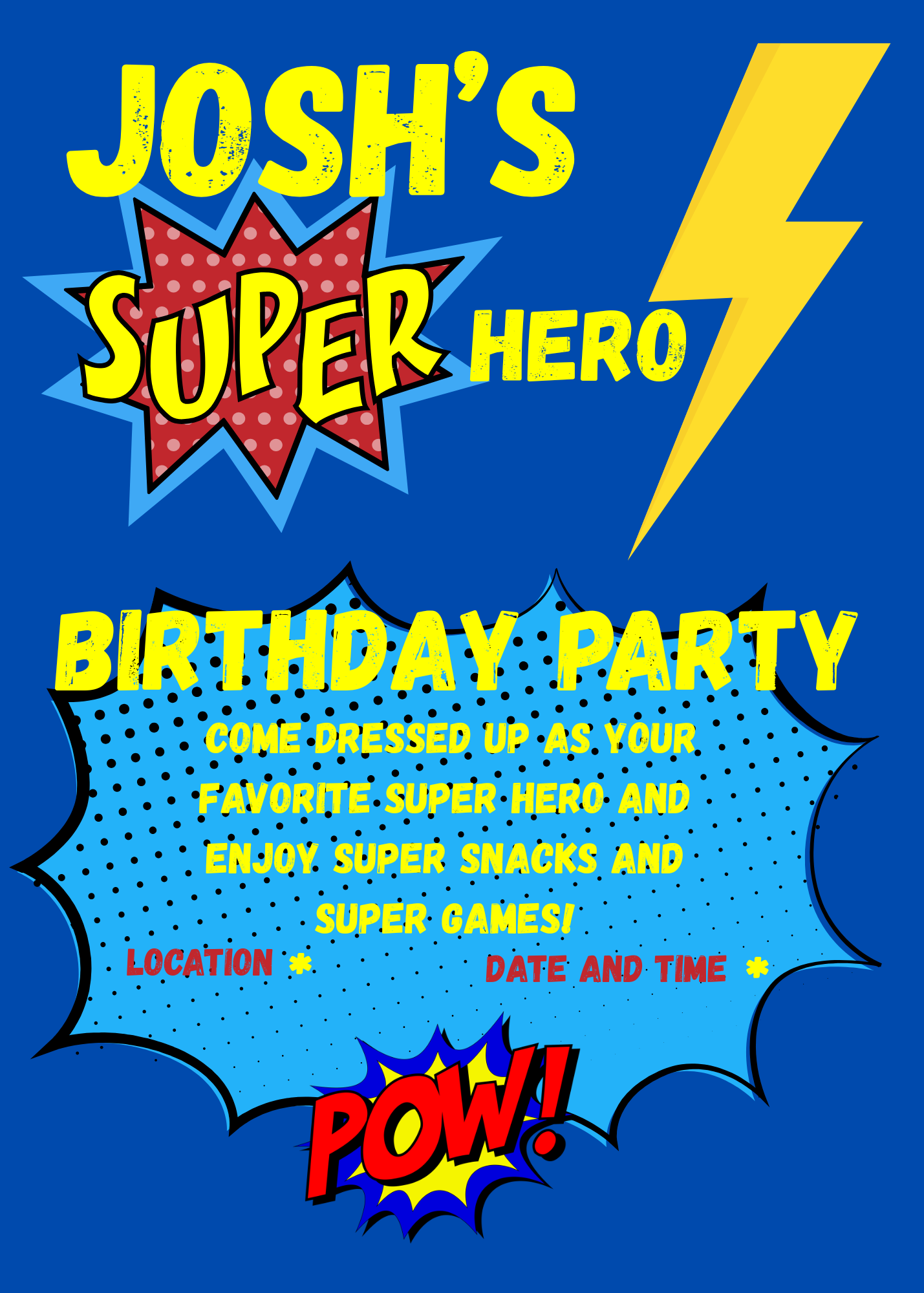 Digital product SUPER HERO BIRTHDAY INVITATION