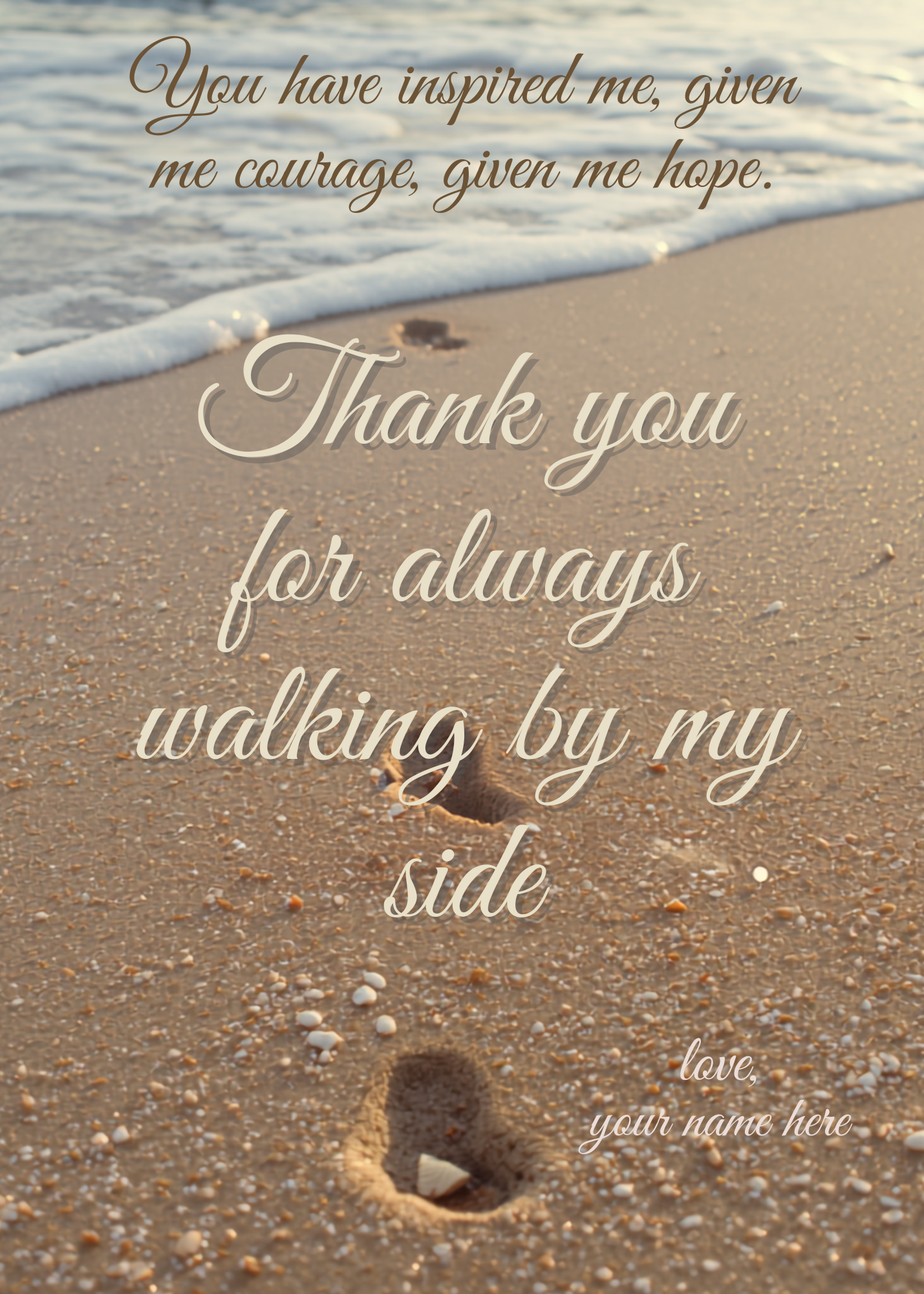 Digital product THANK YOU FOR WALKING BY MY SIDE CARD, KEEPSAKE