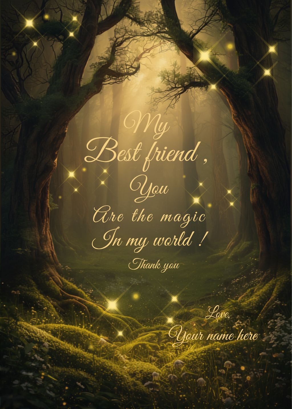 Digital product BEST FRIEND ENCHANTED FOREST THANK YOU CARD