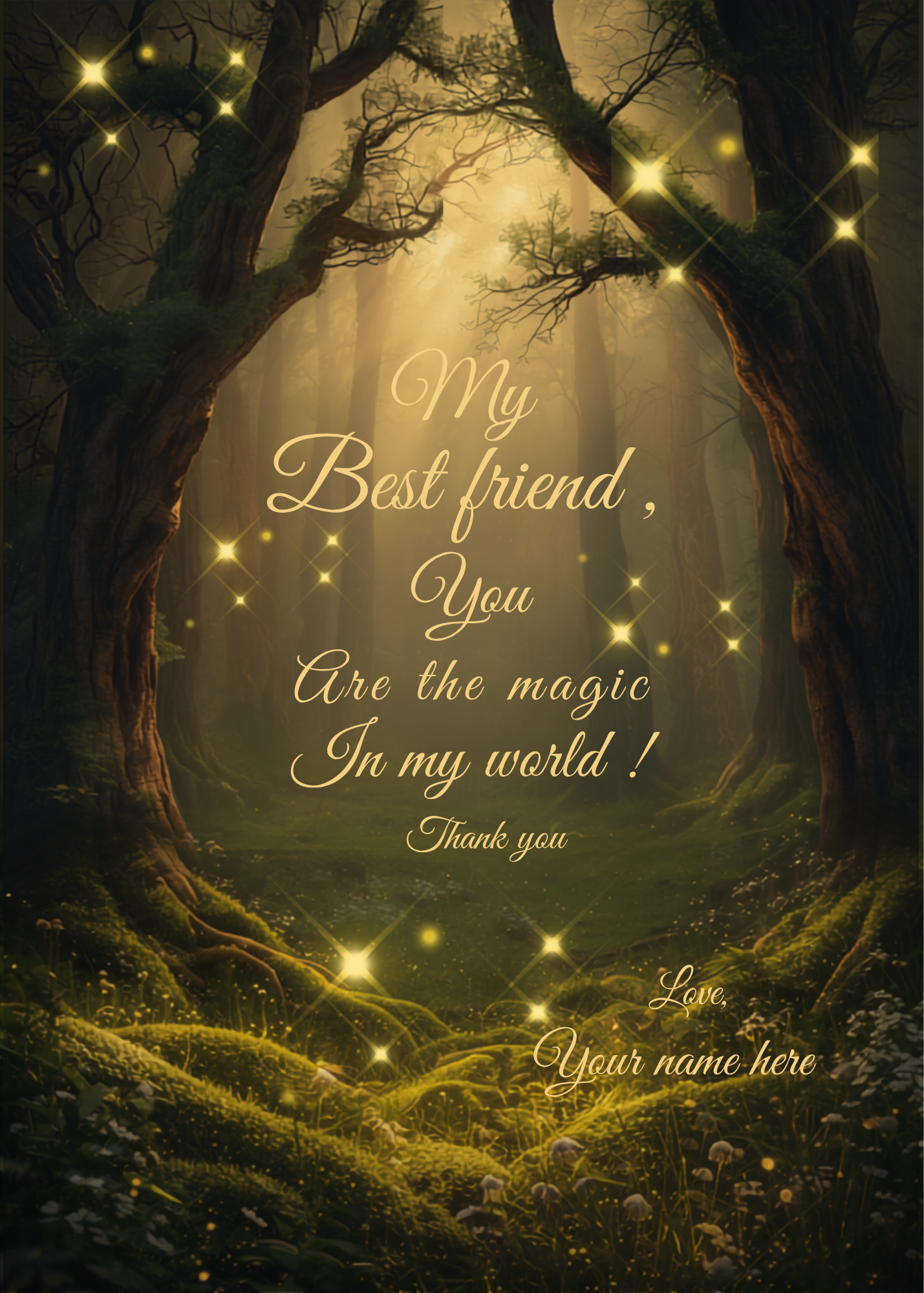 Digital product BEST FRIEND ENCHANTED FOREST THANK YOU CARD