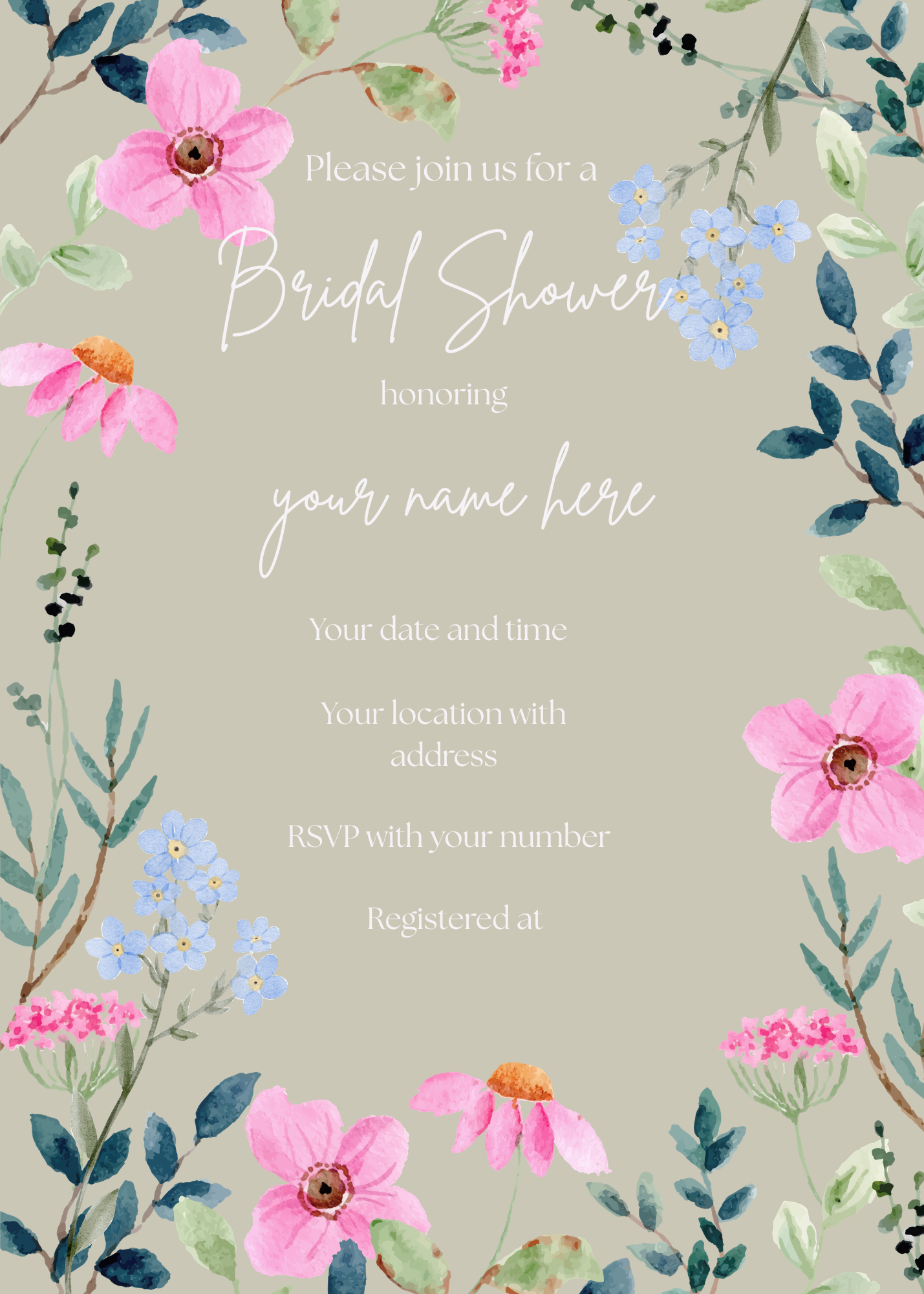 Digital product bridal shower invitation