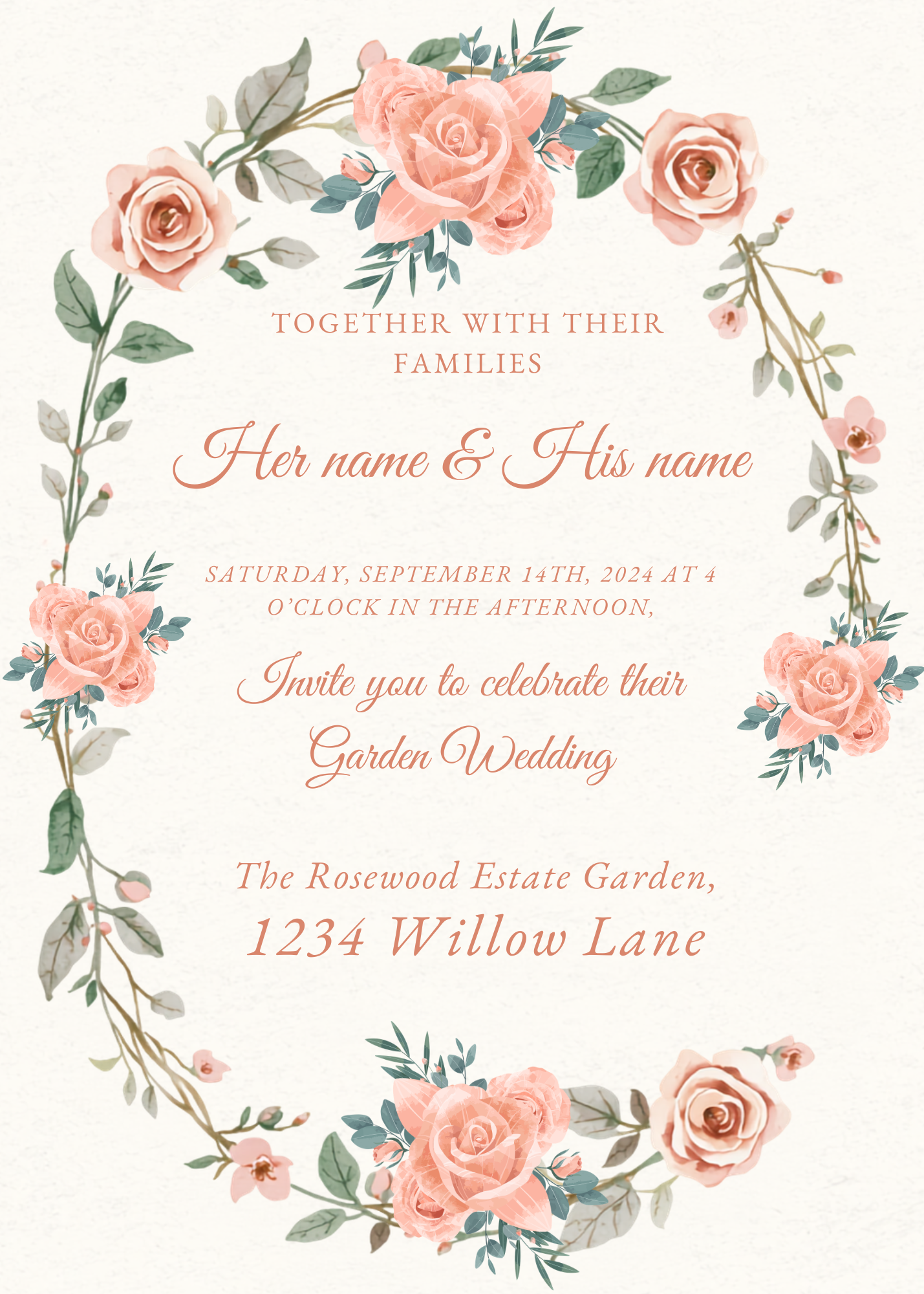 Digital product garden wedding invitation