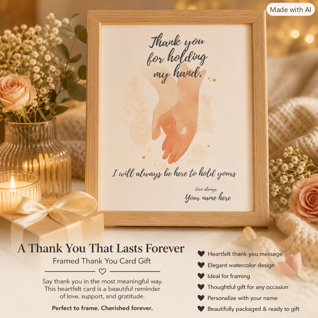 Digital product HOLDING HANDS THANK YOU CARD OR FRAMED GIFT