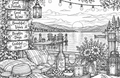 Digital product WINE TIME AT THE LAKE -COLORING PAGE